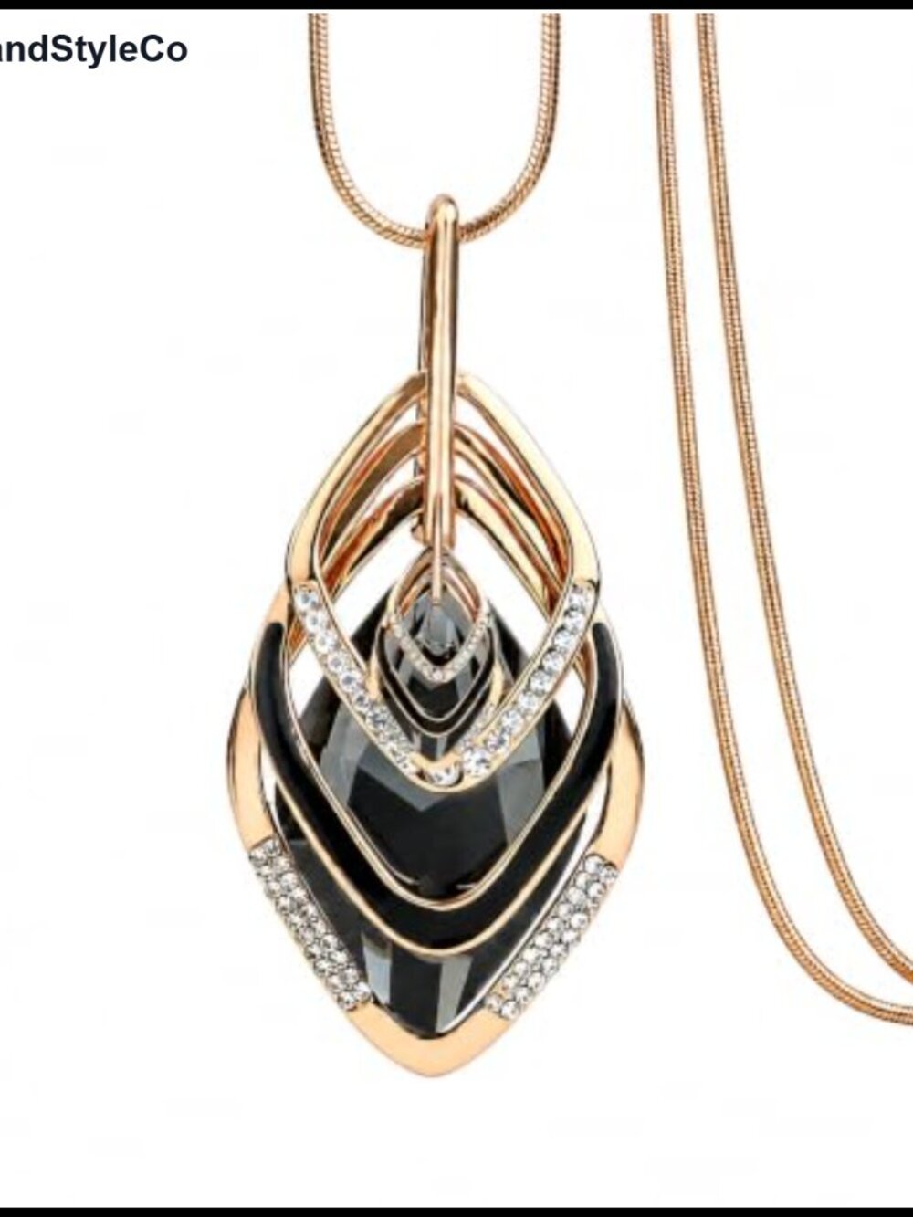 Triple Layer Pendant Necklace Long Chain Sweater Necklace Alloy Created Crystal